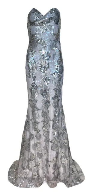 Lorena Sarbu 2011 Fall RTW Silver Sequin Strapless Red Carpet Gown