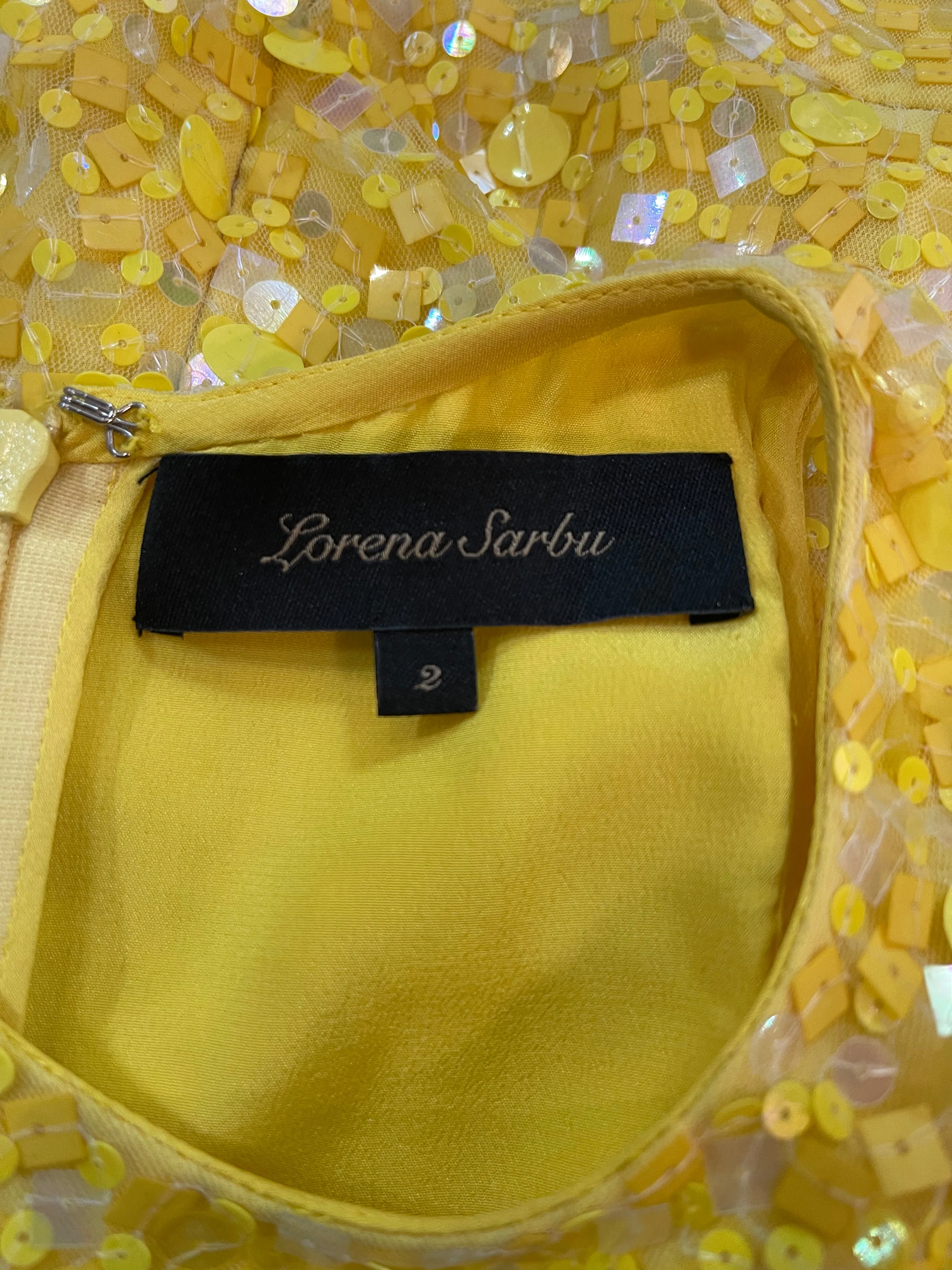 Lorena Sarbu Spectacular Yellow Sequin Red Carpet Gown