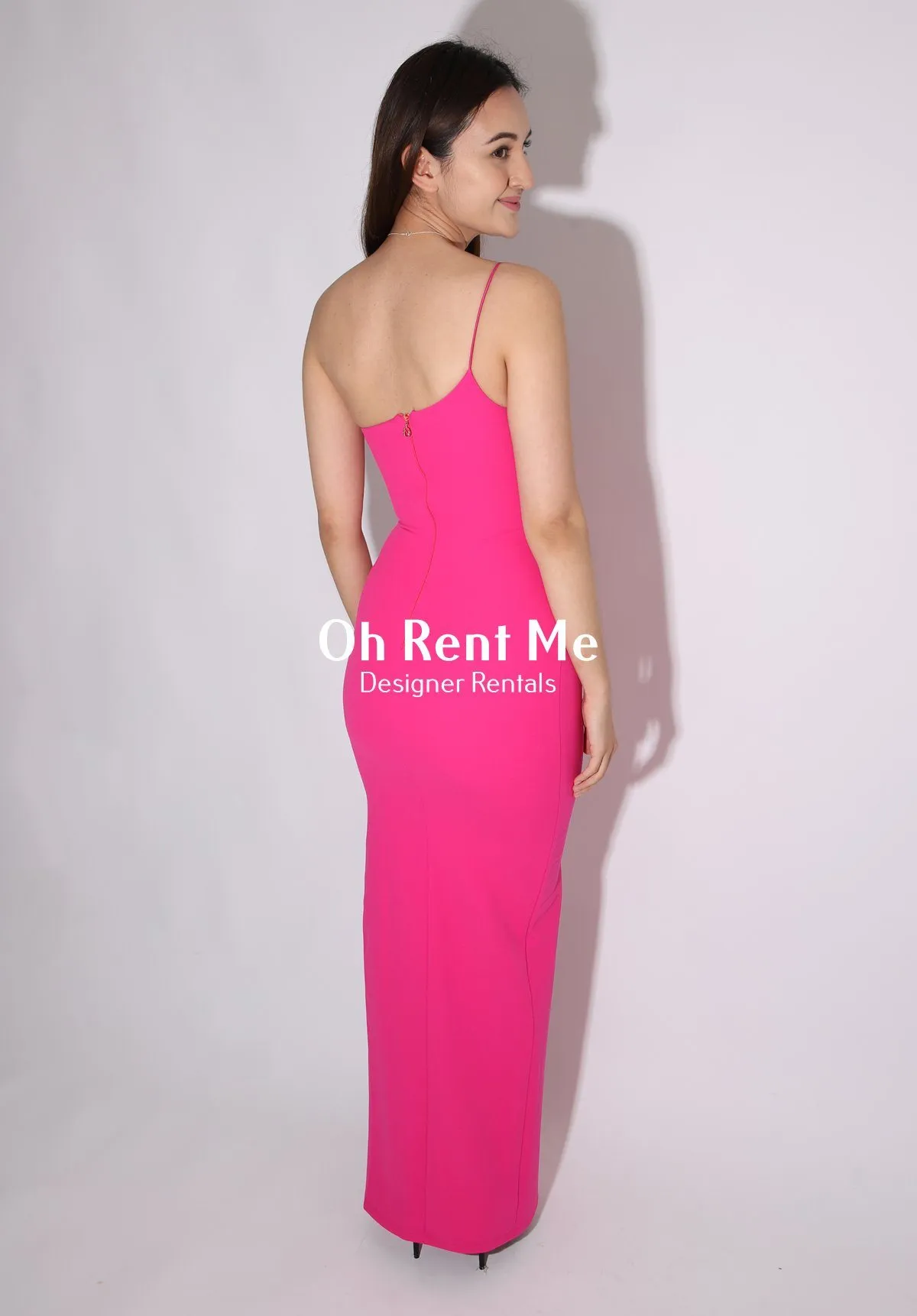 Lust One Shoulder Gown - Neon Pink