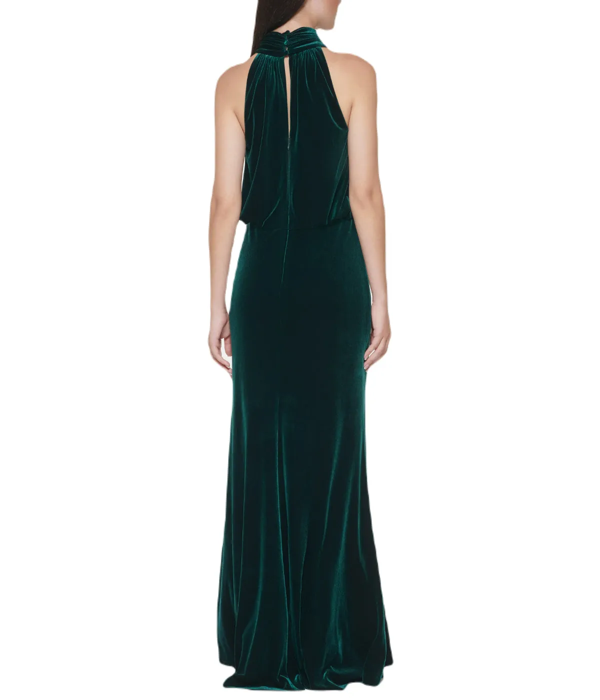 Luxury Feel Sleeveless Mock Neck Blouson Gown Hunter  Last Few Pieces!