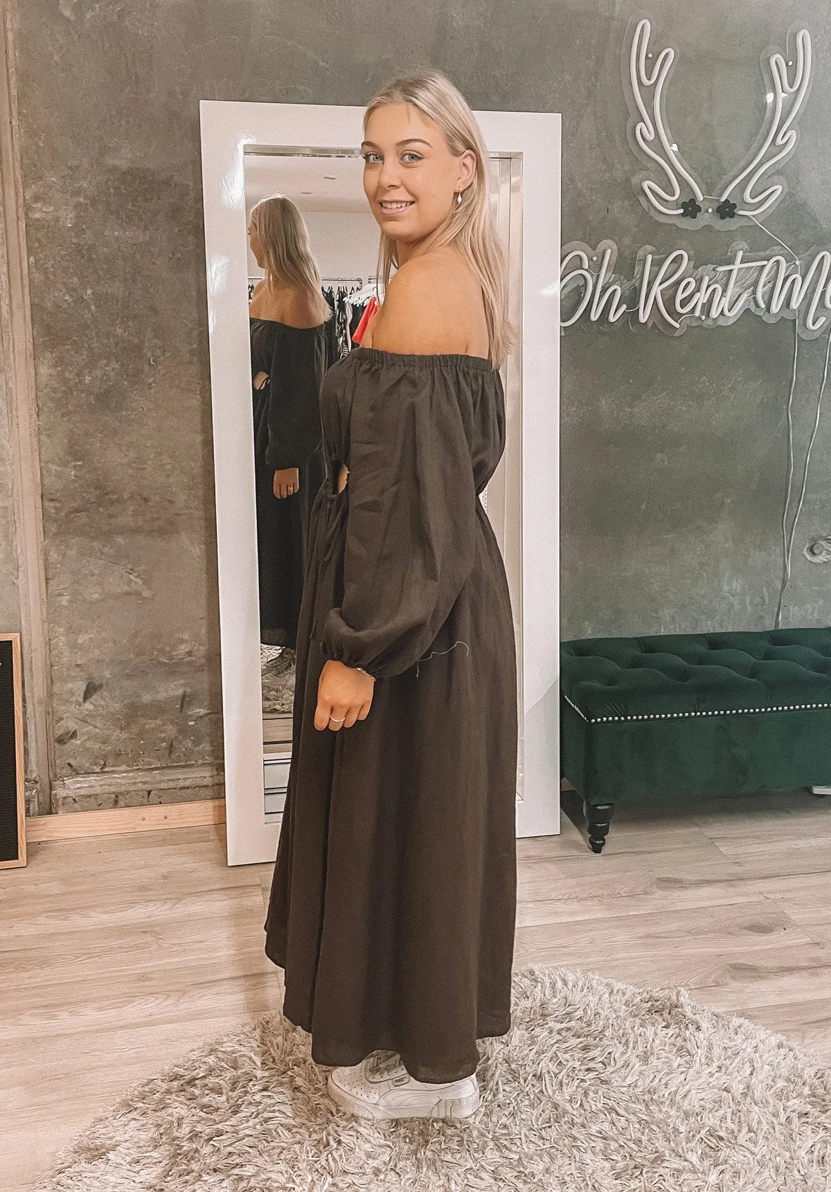 Manon Dark Chocolate Linen Midi