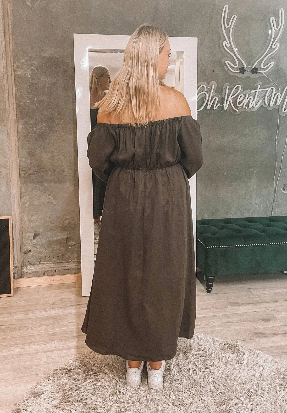 Manon Dark Chocolate Linen Midi