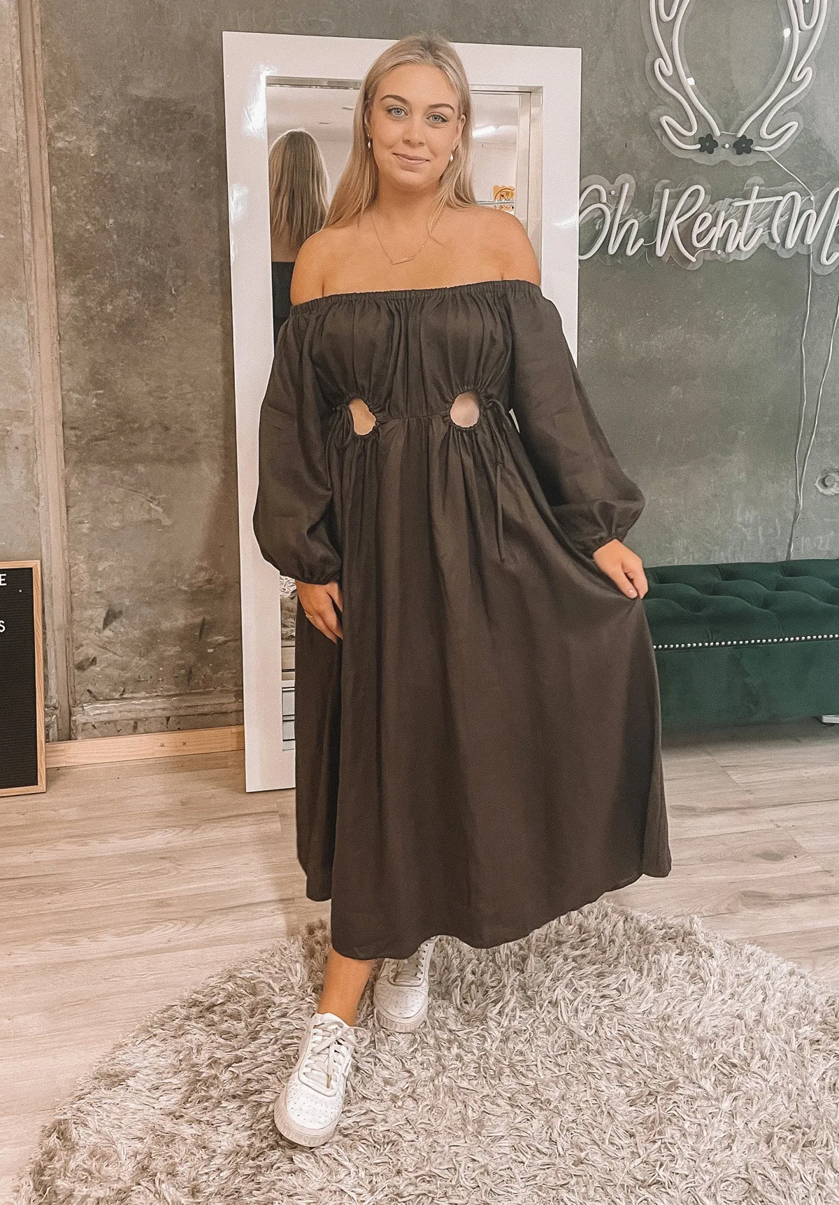 Manon Dark Chocolate Linen Midi