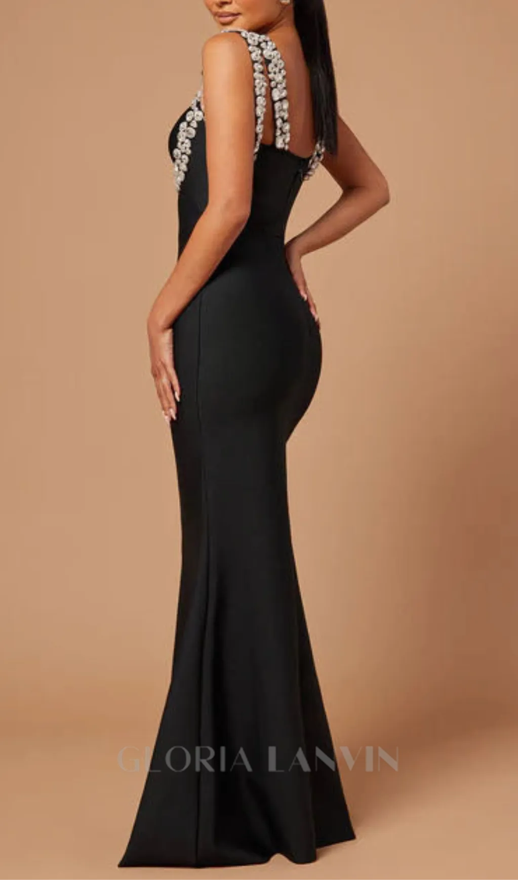Masie crystal embellished Bandage Gown in Black Gloria Lanvin