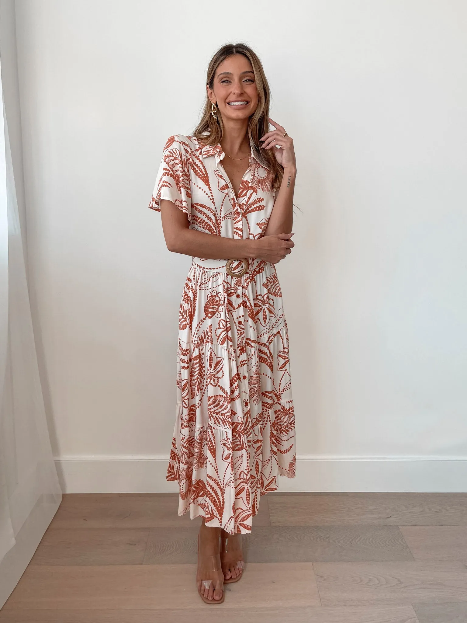 Meilani Dress - Rust Print