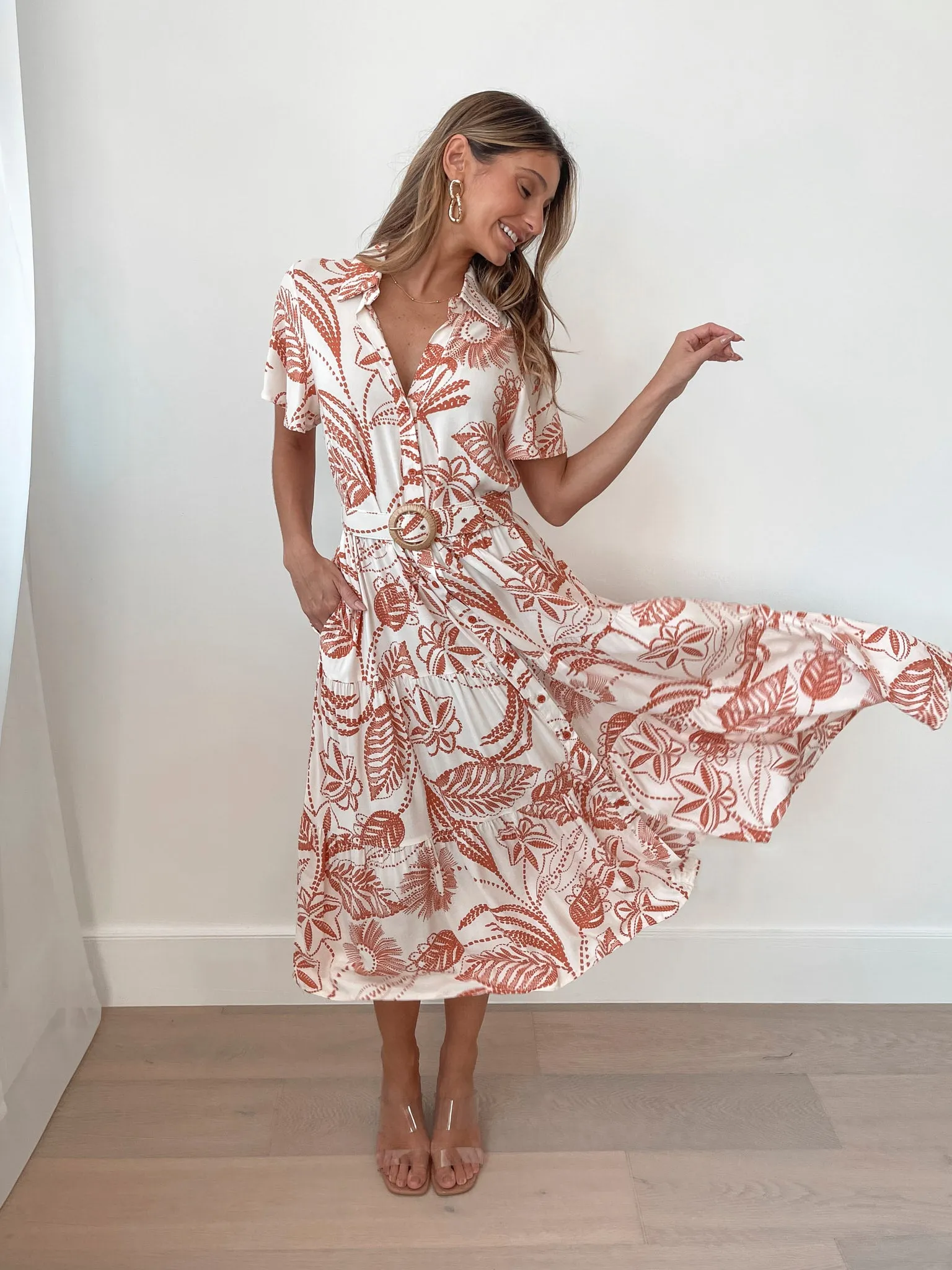 Meilani Dress - Rust Print
