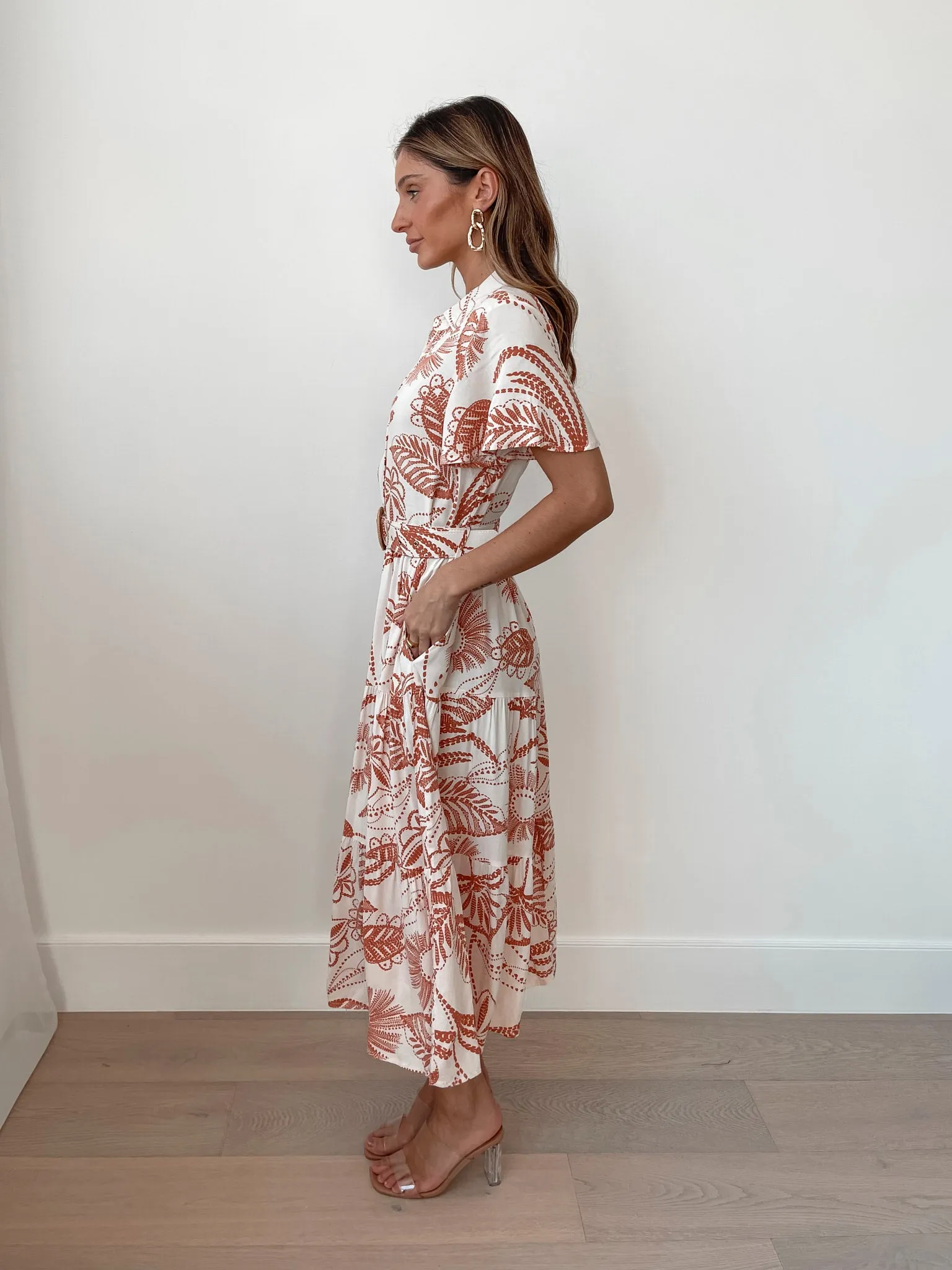 Meilani Dress - Rust Print