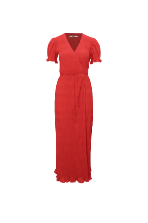 Mirella Short Sleeve Wrap Dress - Red