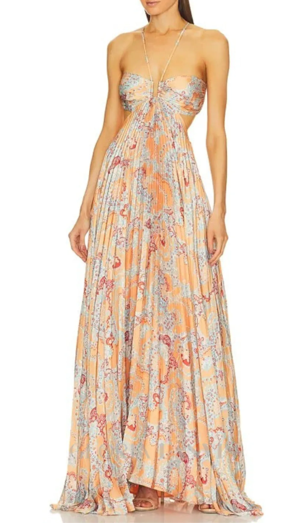 MOIRA CUTOUT FLORAL PRINTED HALTERNECK GOWN Gloria Lanvin