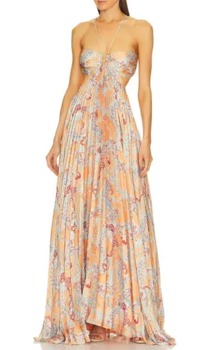 MOIRA CUTOUT FLORAL PRINTED HALTERNECK GOWN Gloria Lanvin