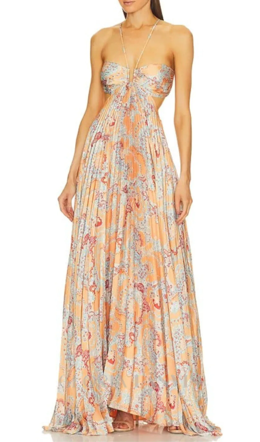 MOIRA CUTOUT FLORAL PRINTED HALTERNECK GOWN Gloria Lanvin