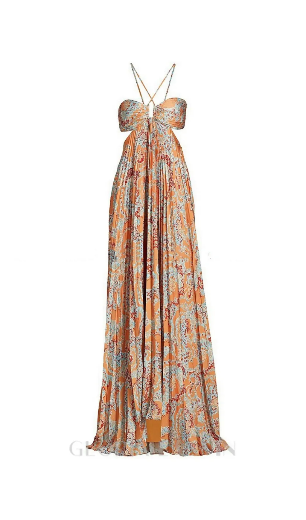 MOIRA CUTOUT FLORAL PRINTED HALTERNECK GOWN Gloria Lanvin