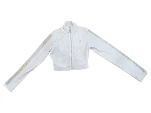 Monogram Velour Cropped Track Jacket with Ombre Sleeve BlingREJUICED Juicy Couture
