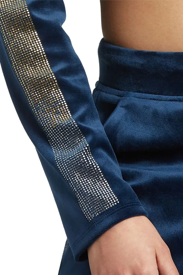 Monogram Velour Cropped Track Jacket with Ombre Sleeve BlingREJUICED Juicy Couture