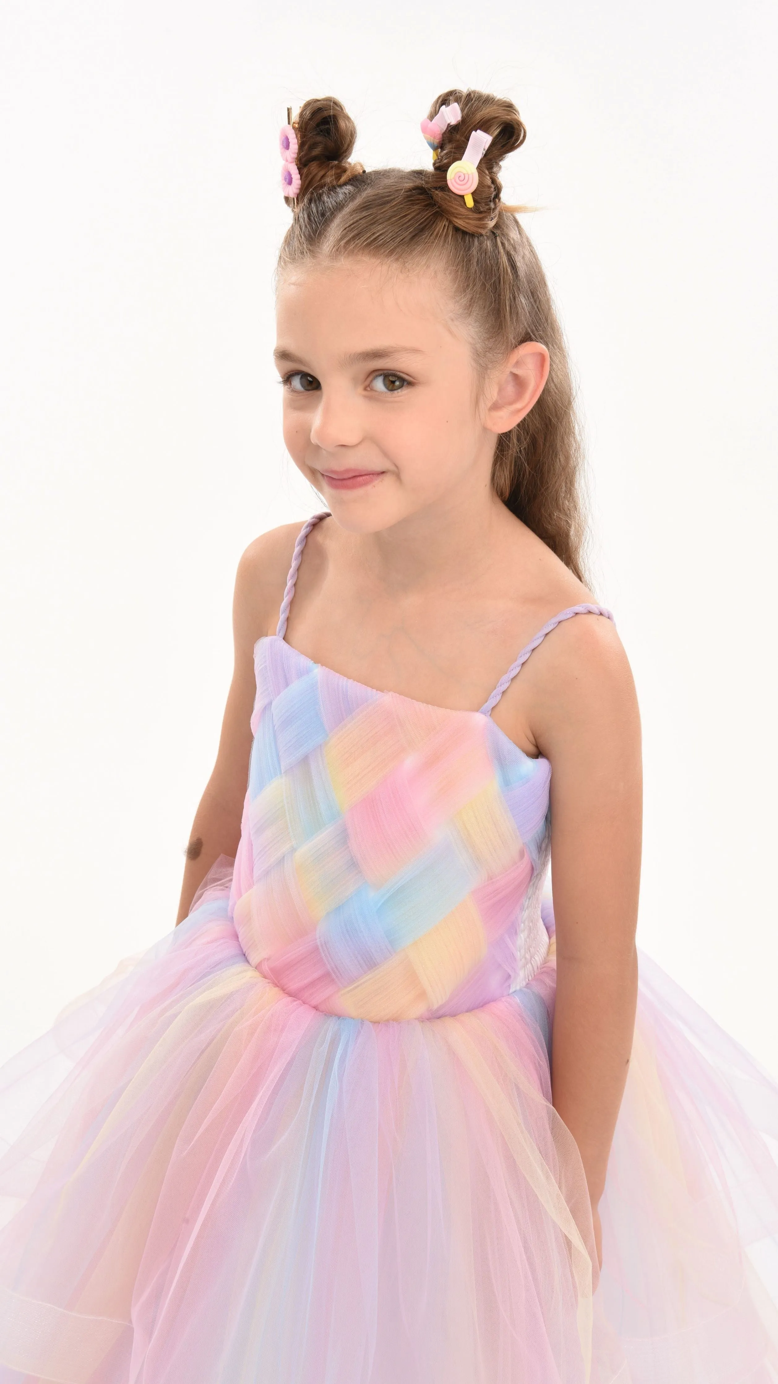 Multicolor Woven Tulle Gown