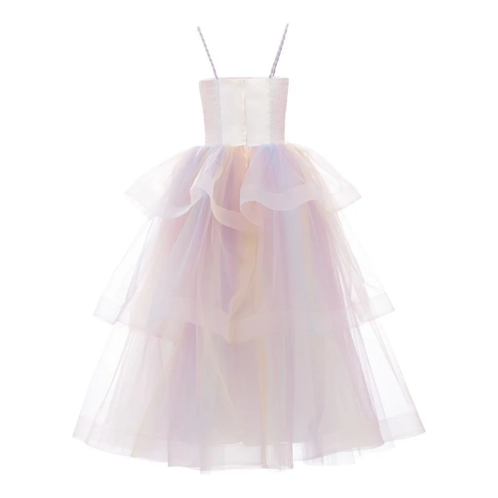 Multicolor Woven Tulle Gown