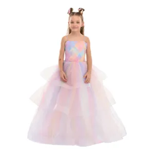 Multicolor Woven Tulle Gown