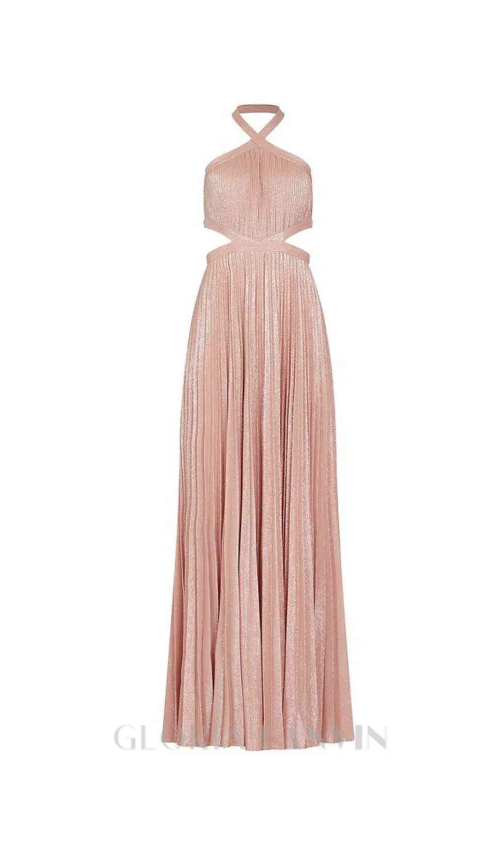 nancy halter cutout pleated gown in pale pink Gloria Lanvin