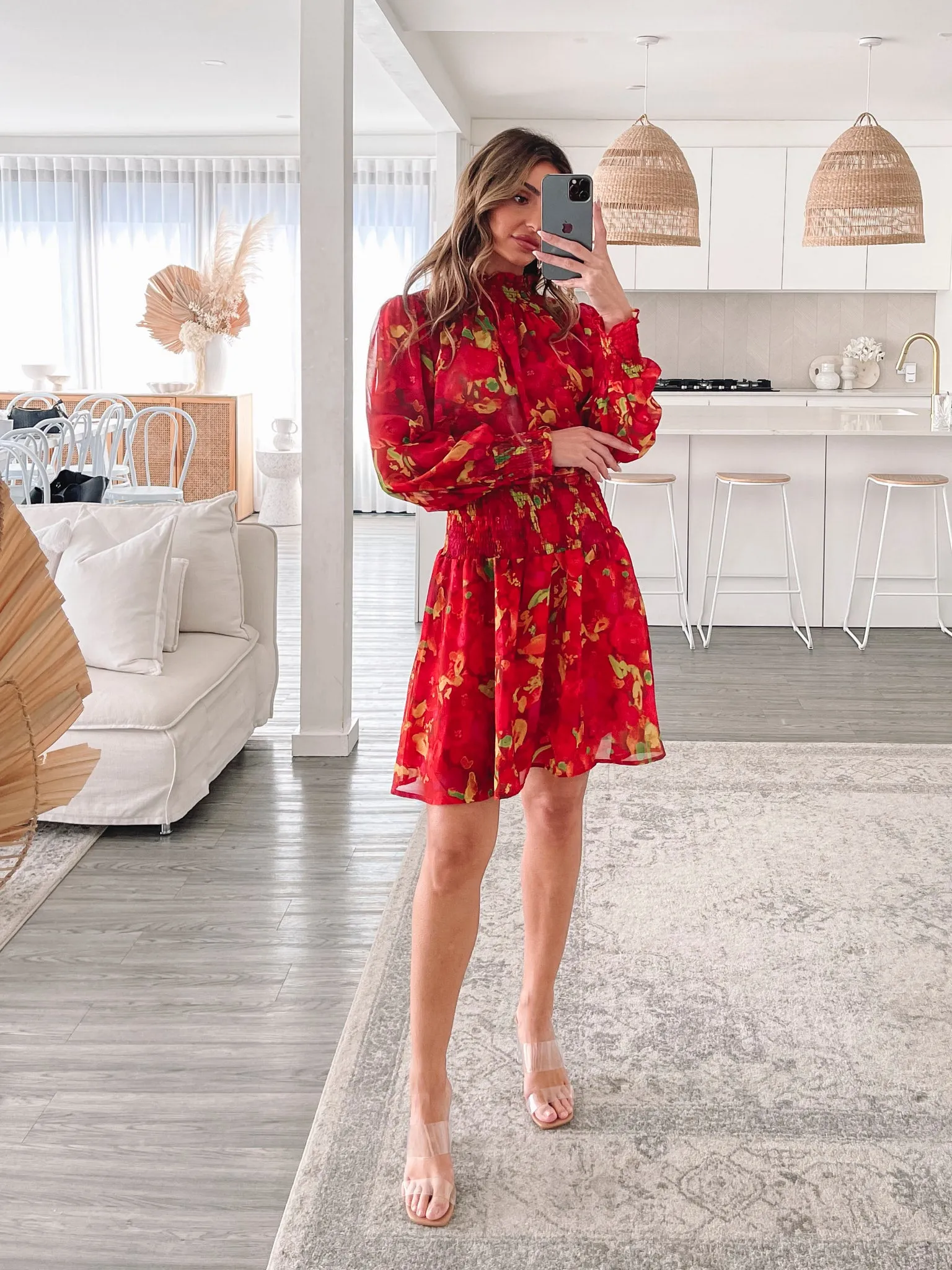 Neary Dress - Red Watercolour