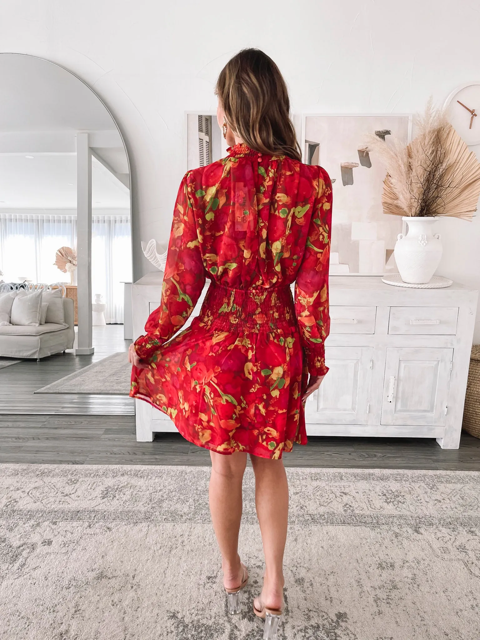 Neary Dress - Red Watercolour