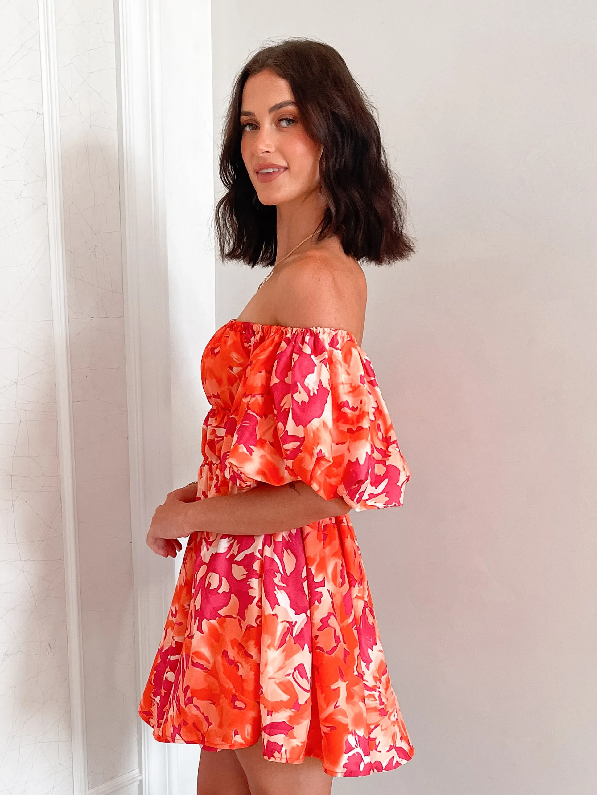 Nefertiri Dress - Orange Print