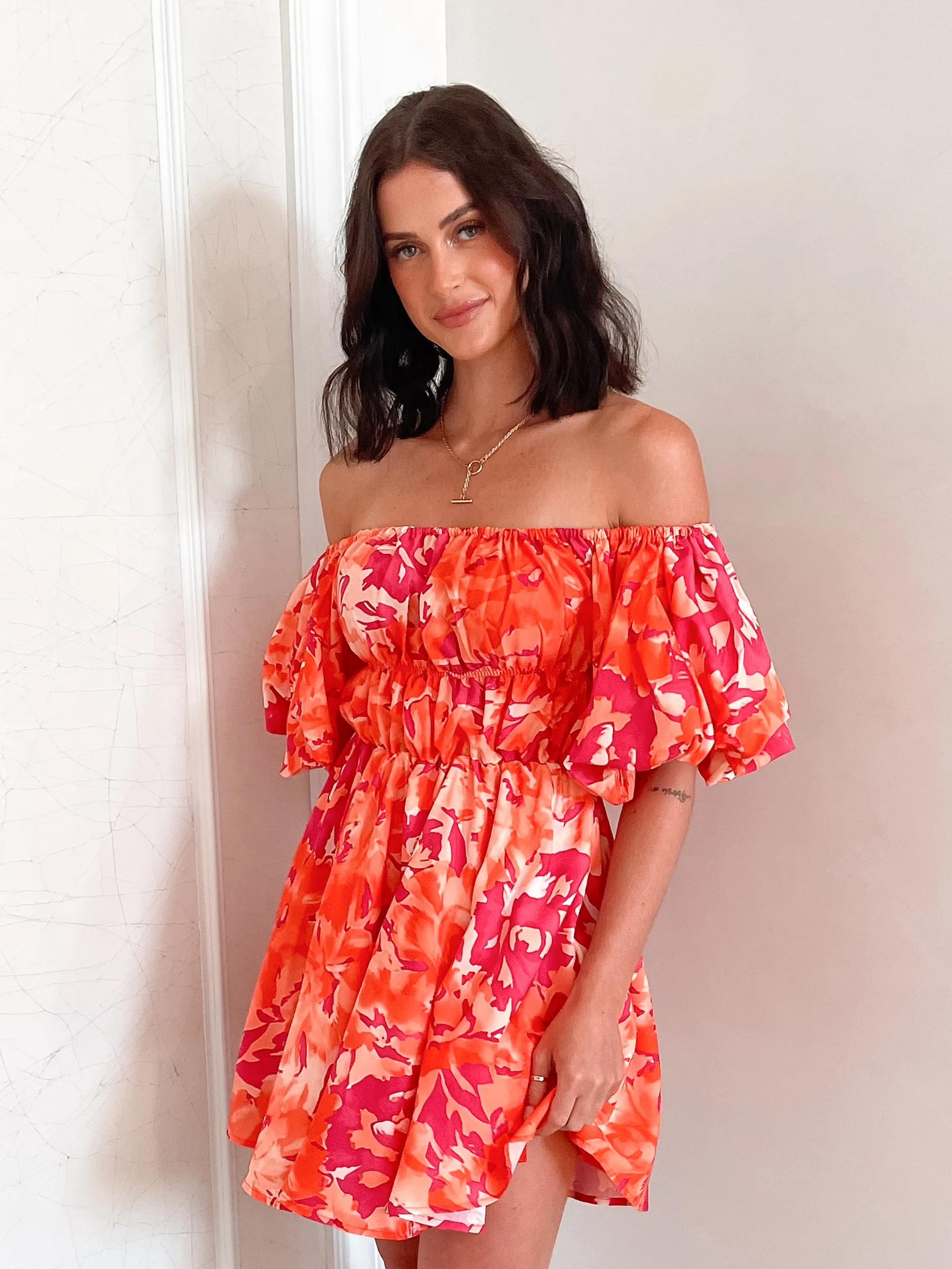 Nefertiri Dress - Orange Print