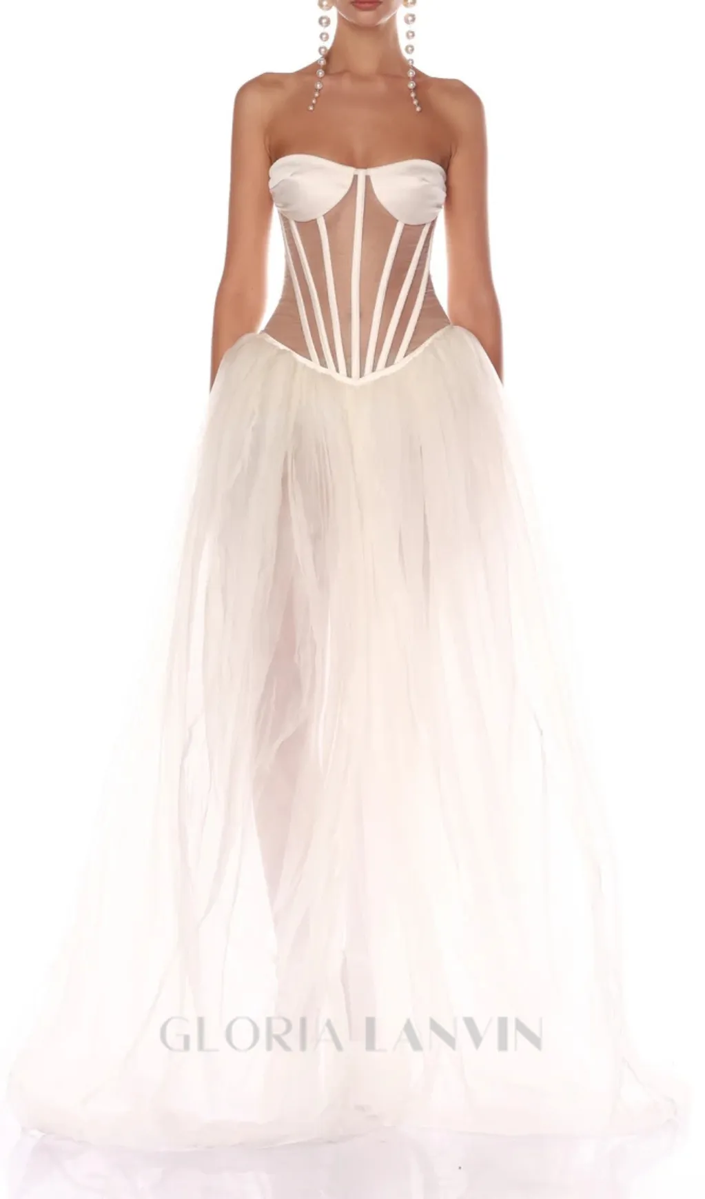ODILE STRAPLESS GOWN IN WHITE Gloria Lanvin