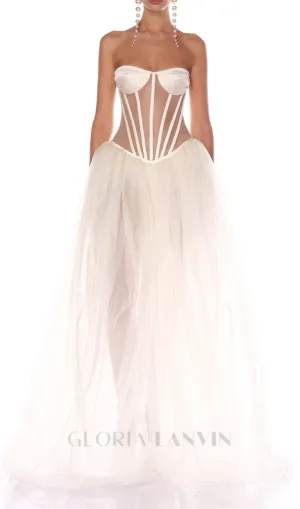 ODILE STRAPLESS GOWN IN WHITE Gloria Lanvin