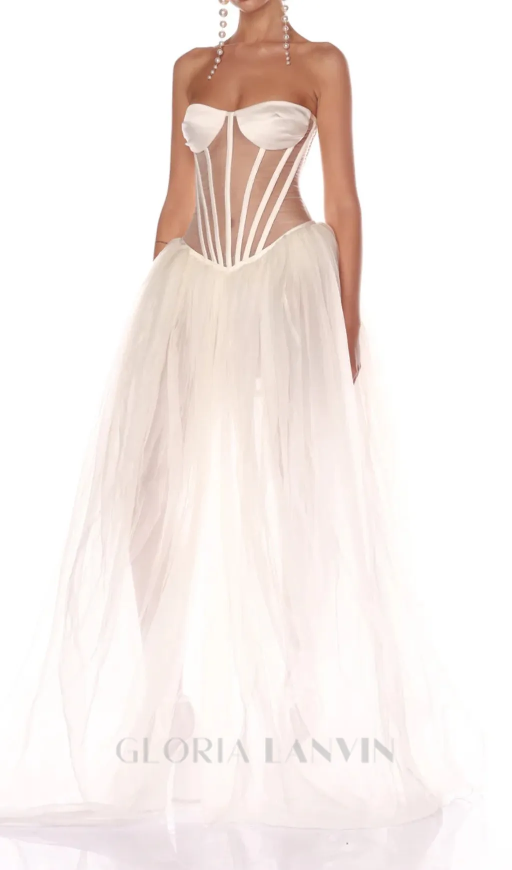 ODILE STRAPLESS GOWN IN WHITE Gloria Lanvin