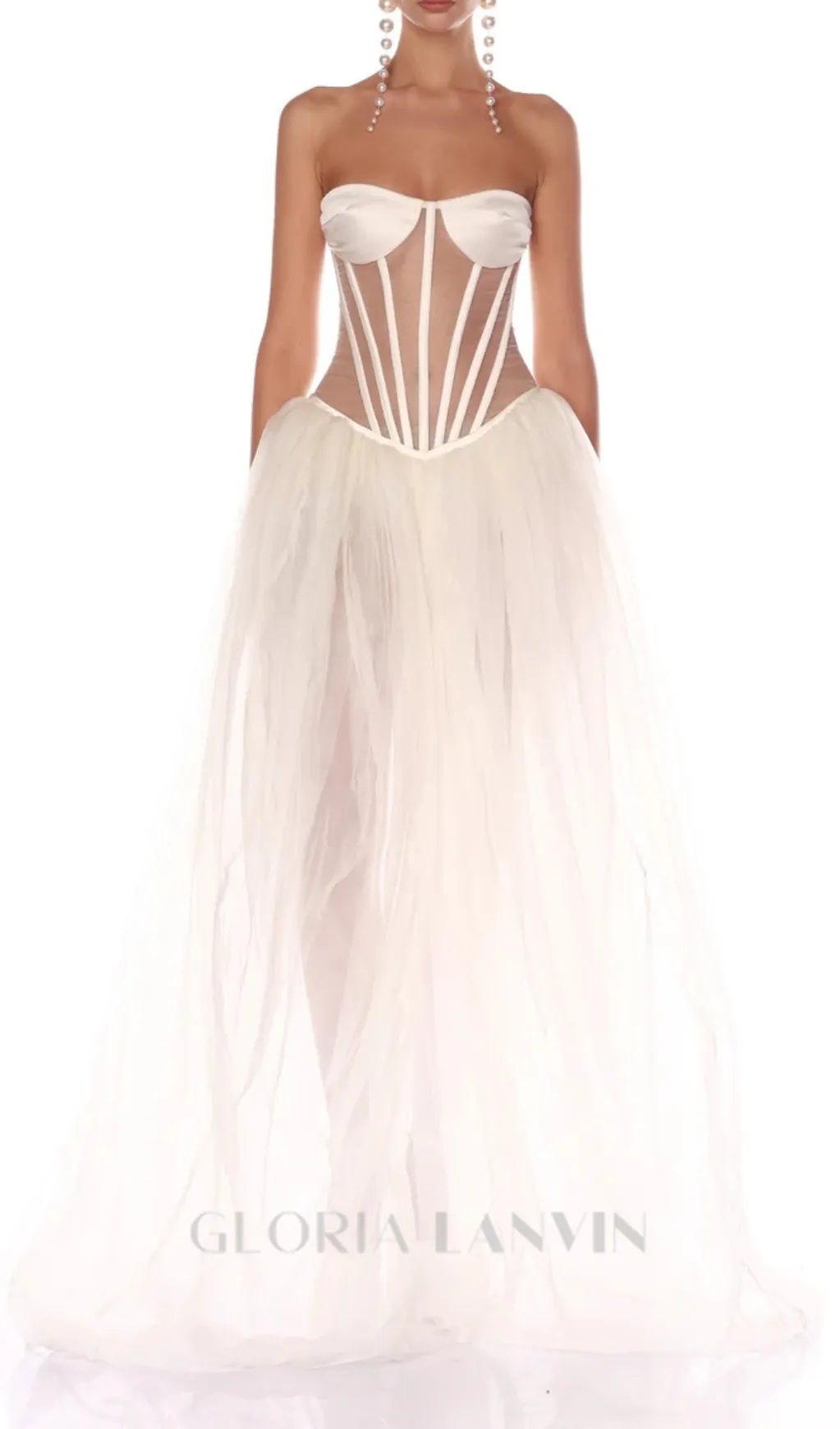 ODILE STRAPLESS GOWN IN WHITE Gloria Lanvin