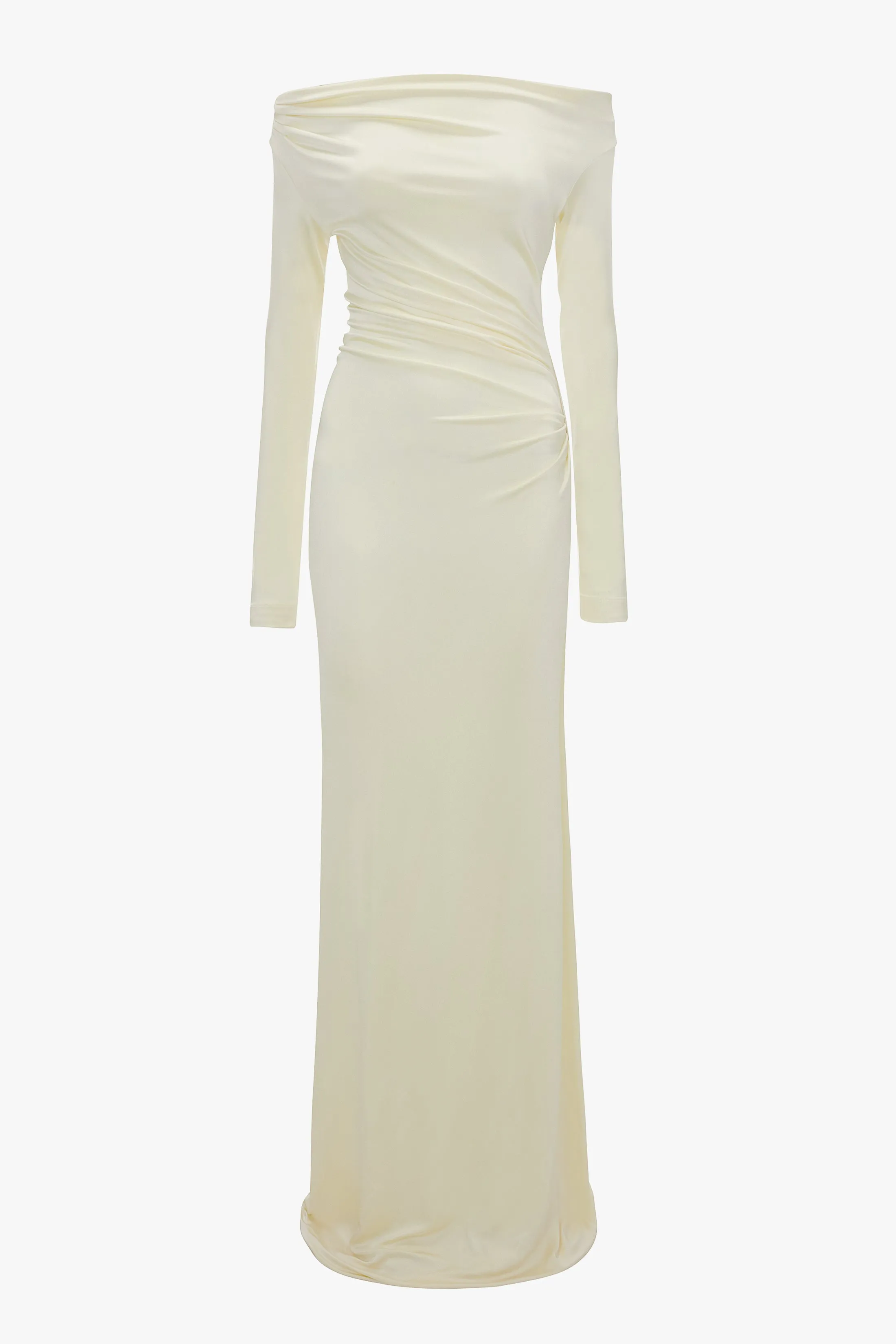 Off-Shoulder Draped Gown In Ivory Victoria Beckham