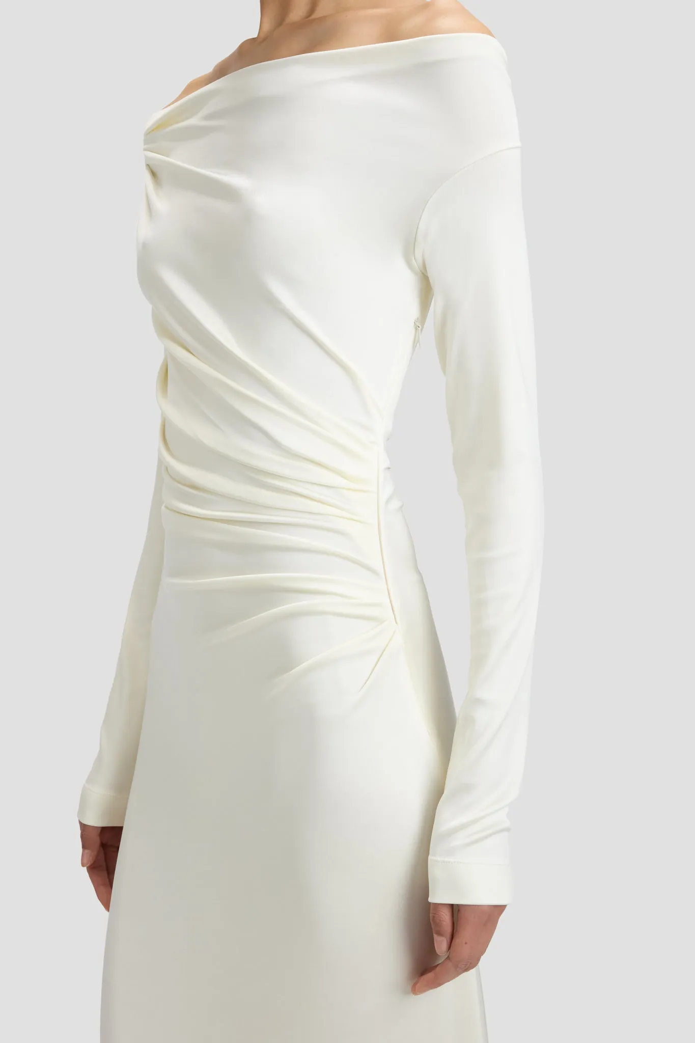 Off-Shoulder Draped Gown In Ivory Victoria Beckham