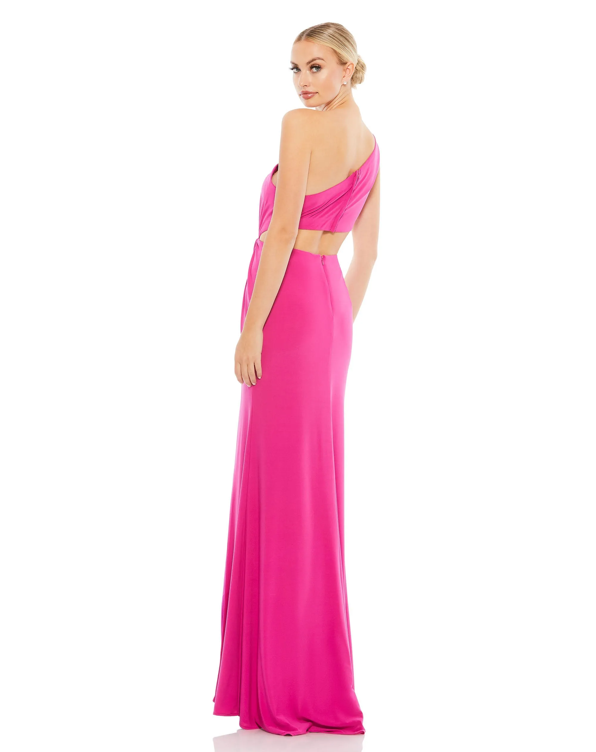 One Shoulder Ruched Cut Out Jersey Gown