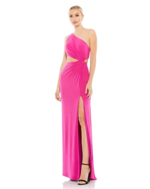 One Shoulder Ruched Cut Out Jersey Gown