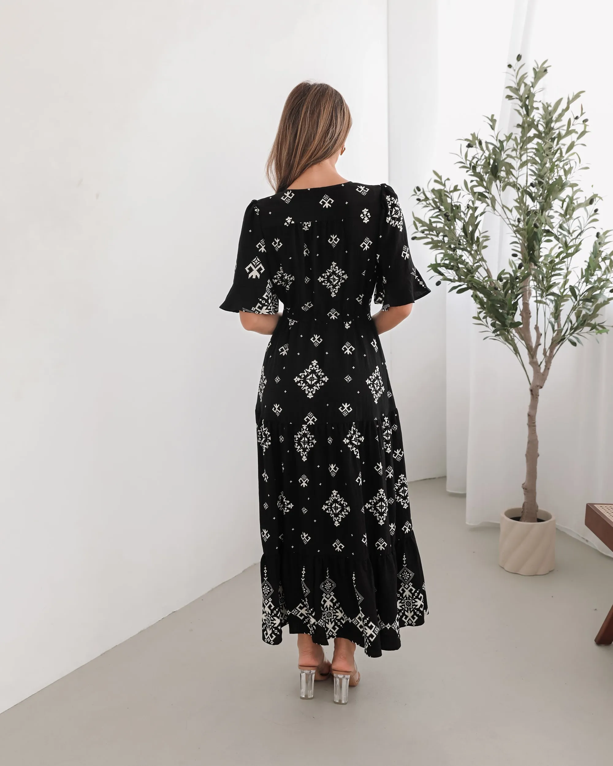 Ortensia Dress - Black Print