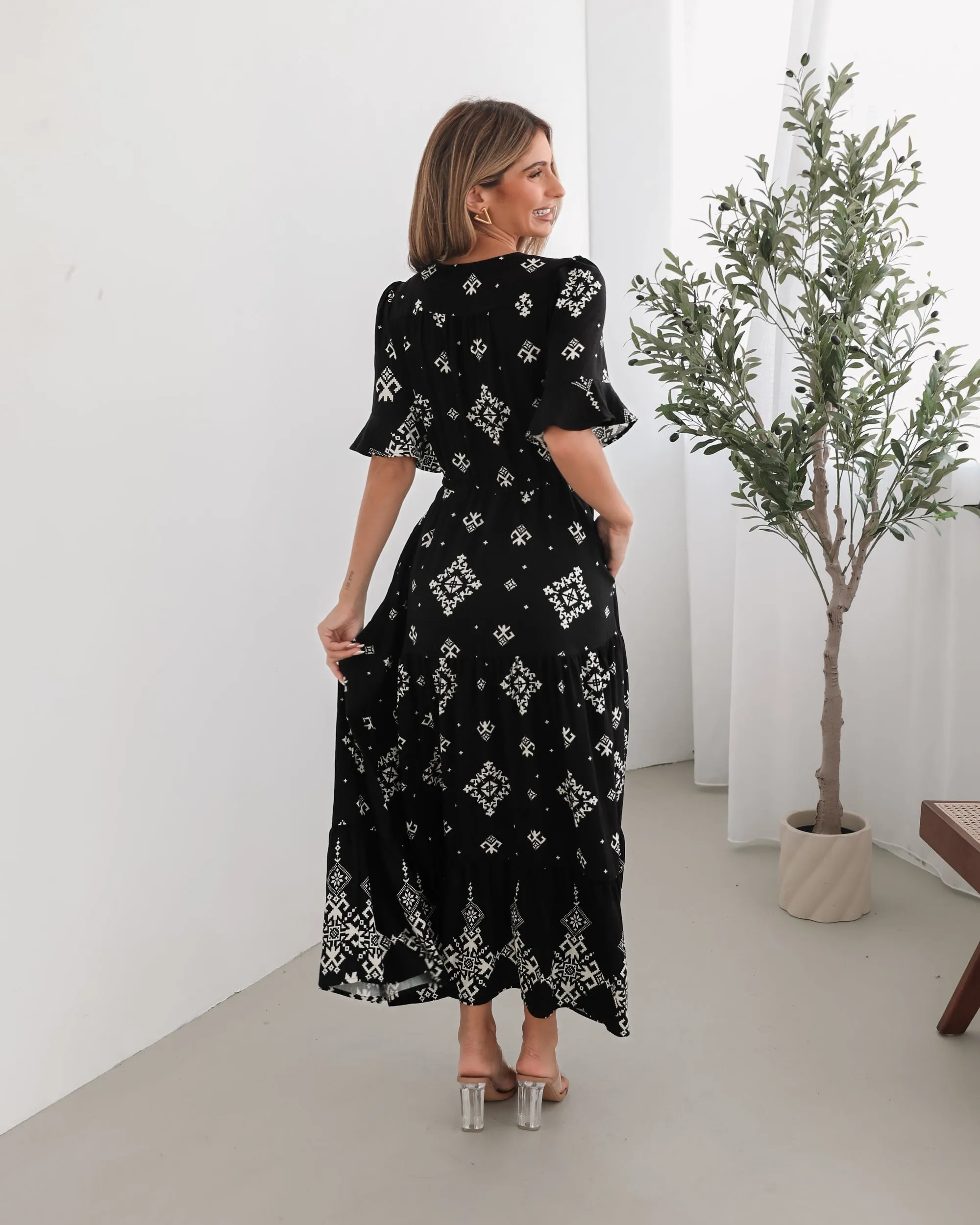 Ortensia Dress - Black Print