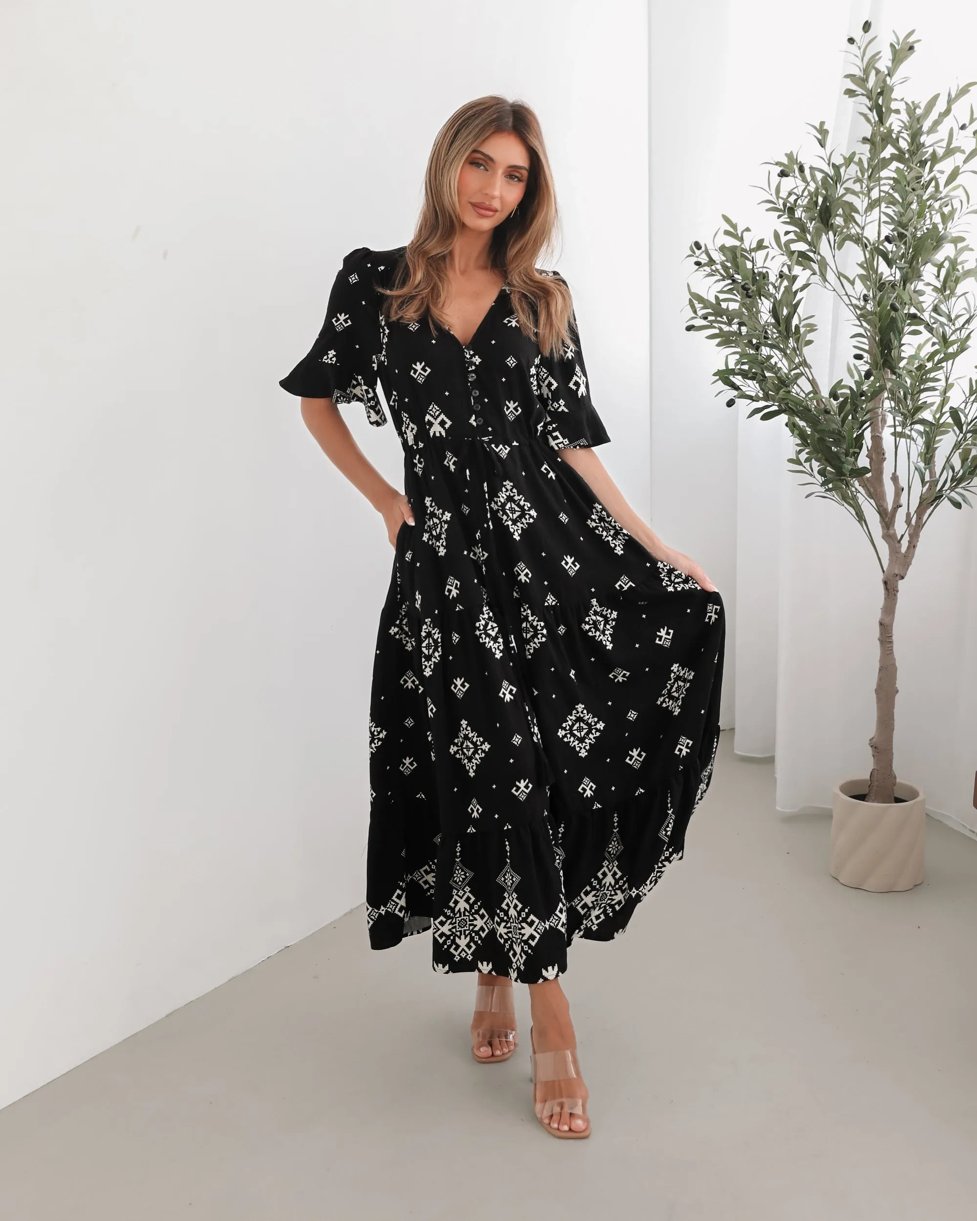 Ortensia Dress - Black Print