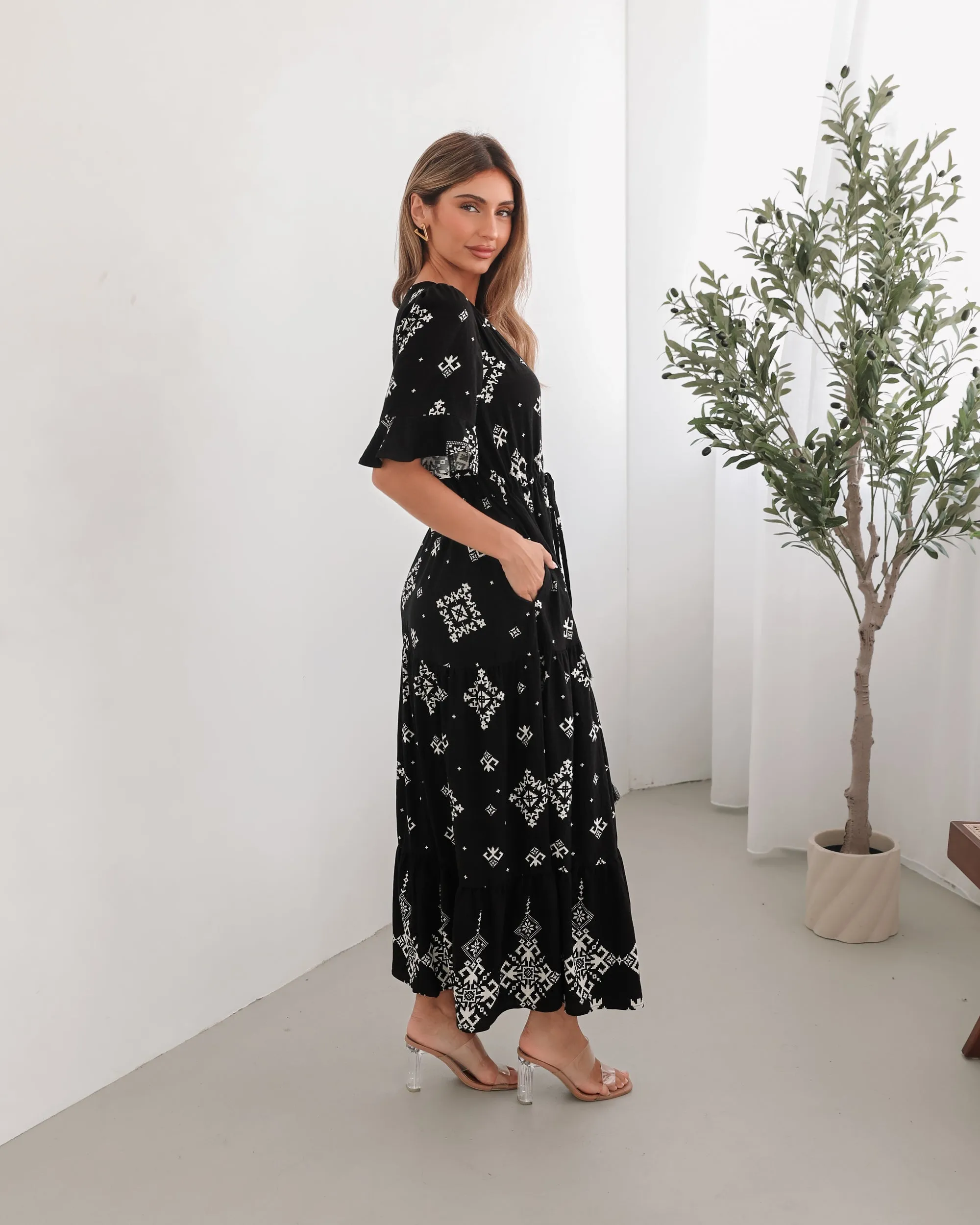 Ortensia Dress - Black Print