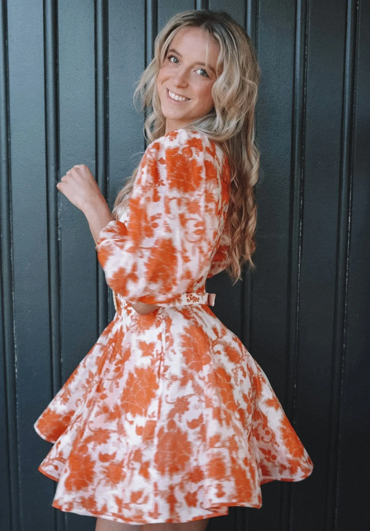 Postcard Puff Sleeve Dress