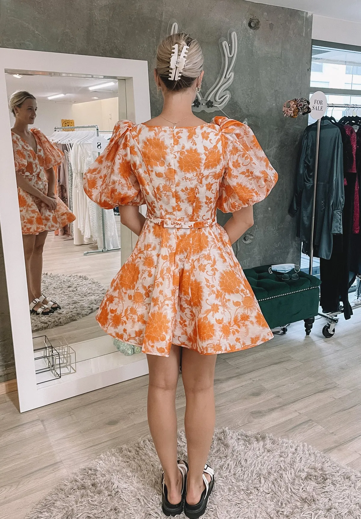 Postcard Puff Sleeve Dress
