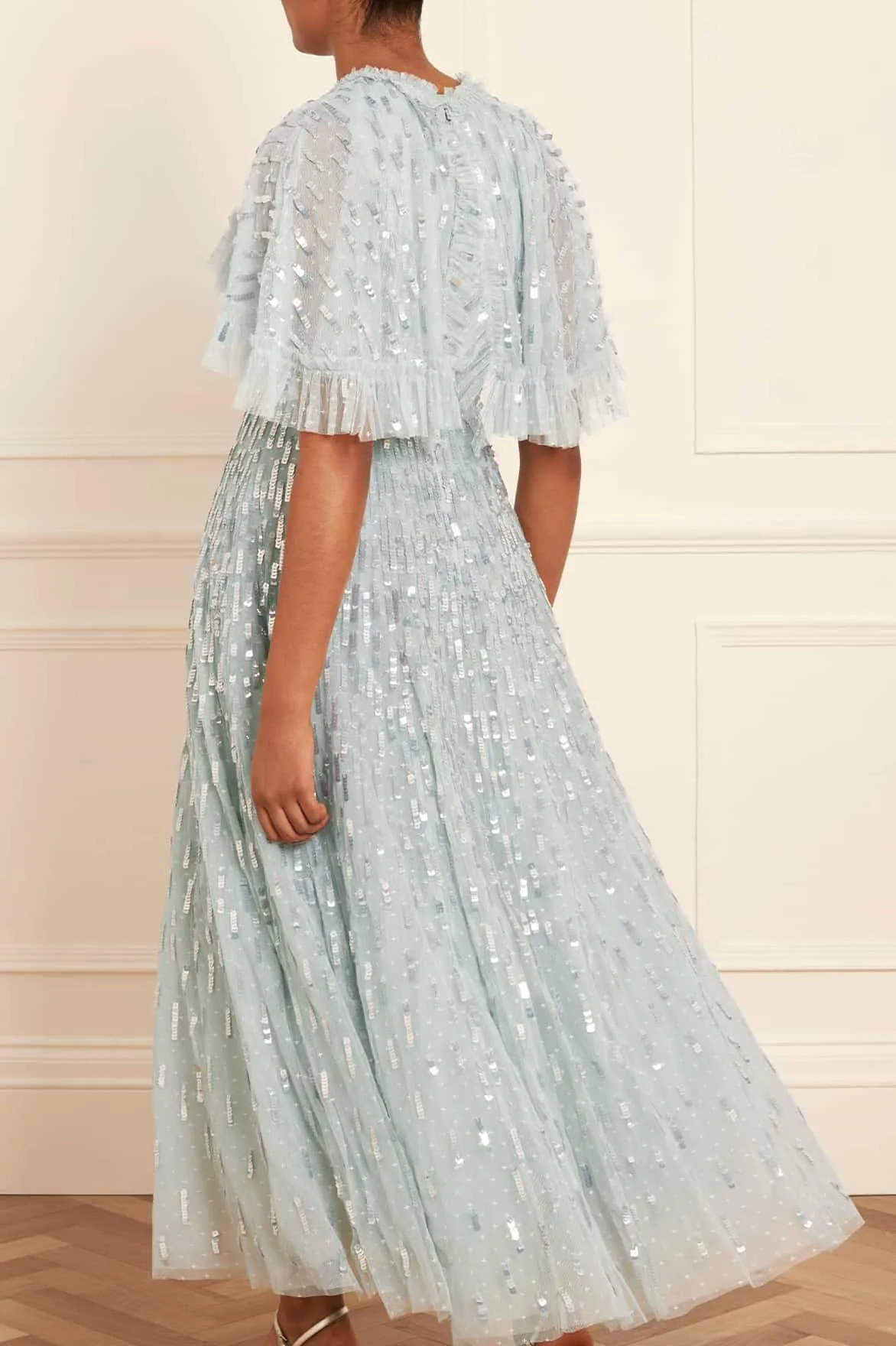 Premium Quality Sequin Dash Cape Ankle Gown NEEDLE THREAD  Almost Gone!