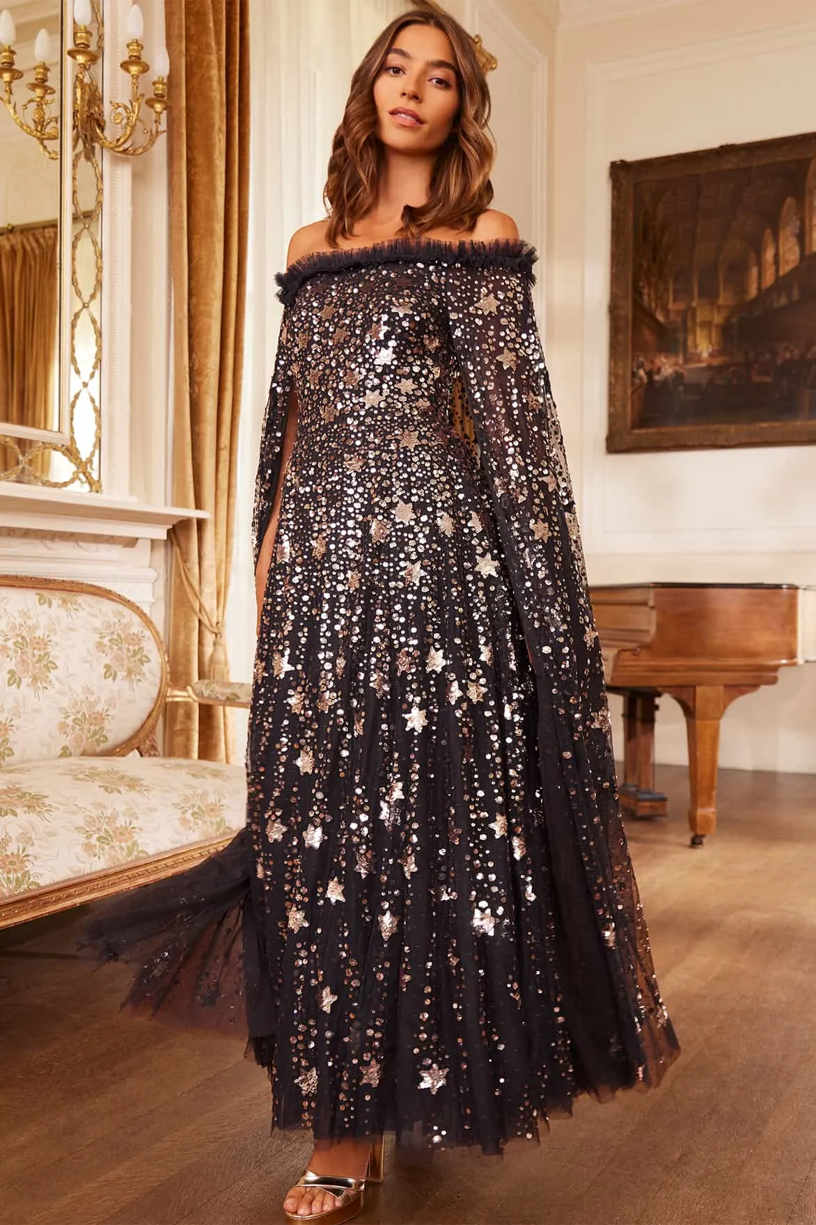Premium Quality Shooting Stars Cape Ankle Gown NEEDLE THREAD  Almost Gone!