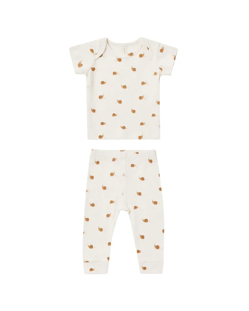 Quincy Mae Ribbed Short Sleeve Tee & Legging Set