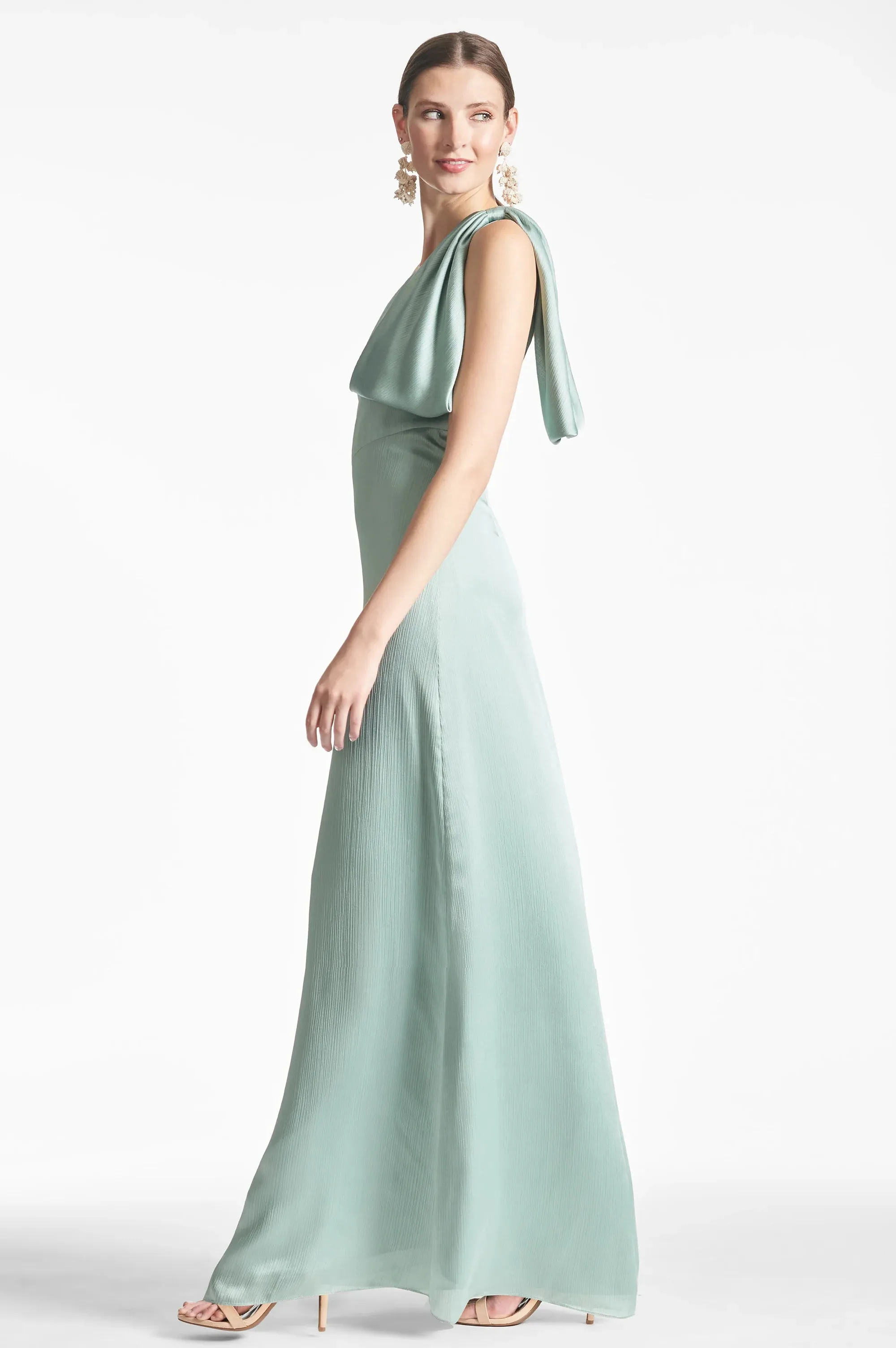 Sachin & Babi "Chelsea" One Shoulder Bow Gown