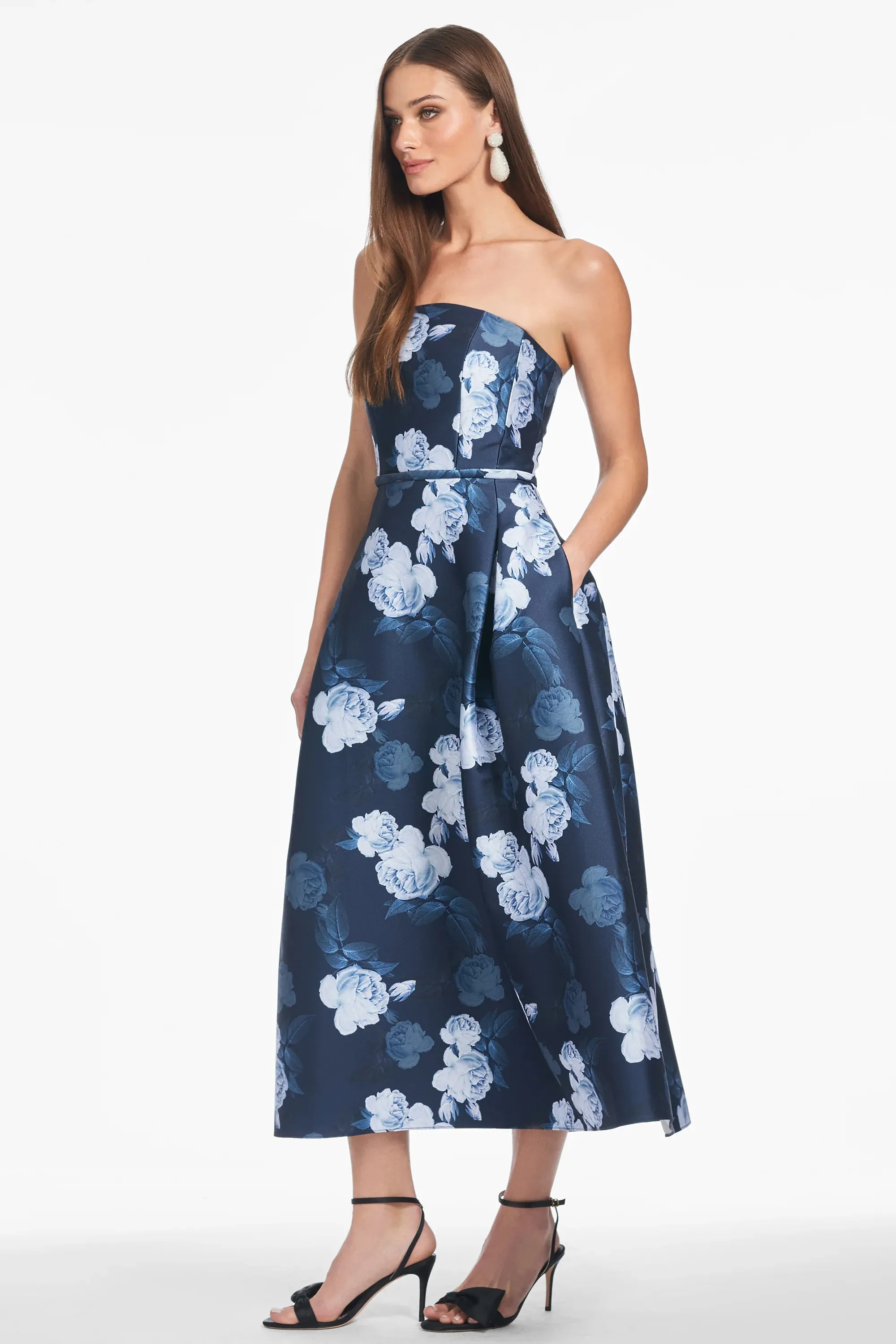 Sachin & Babi "Shay" Tea Length Floral Gown