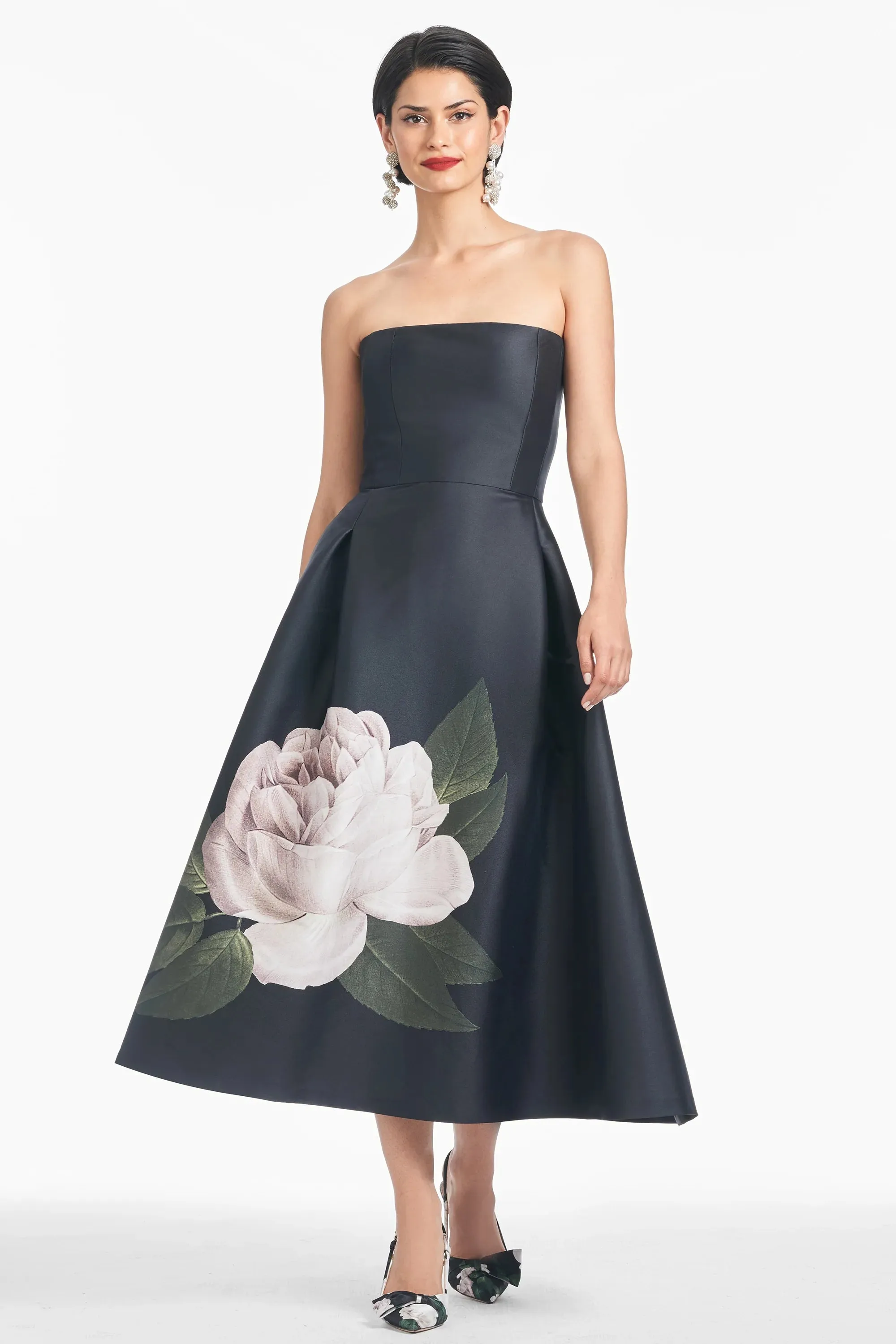Sachin & Babi "Shay" Tea Length Floral Gown