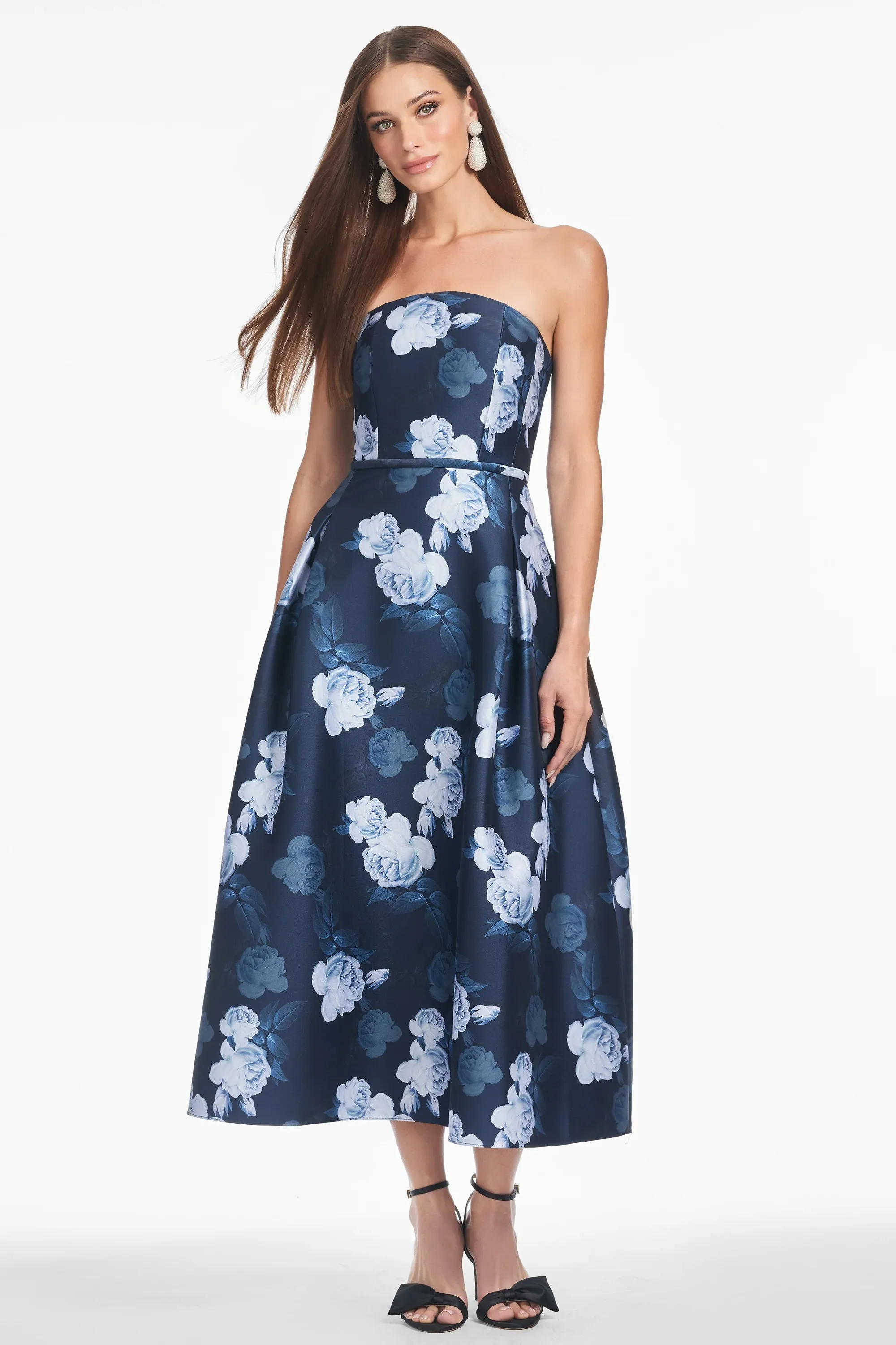 Sachin & Babi "Shay" Tea Length Floral Gown