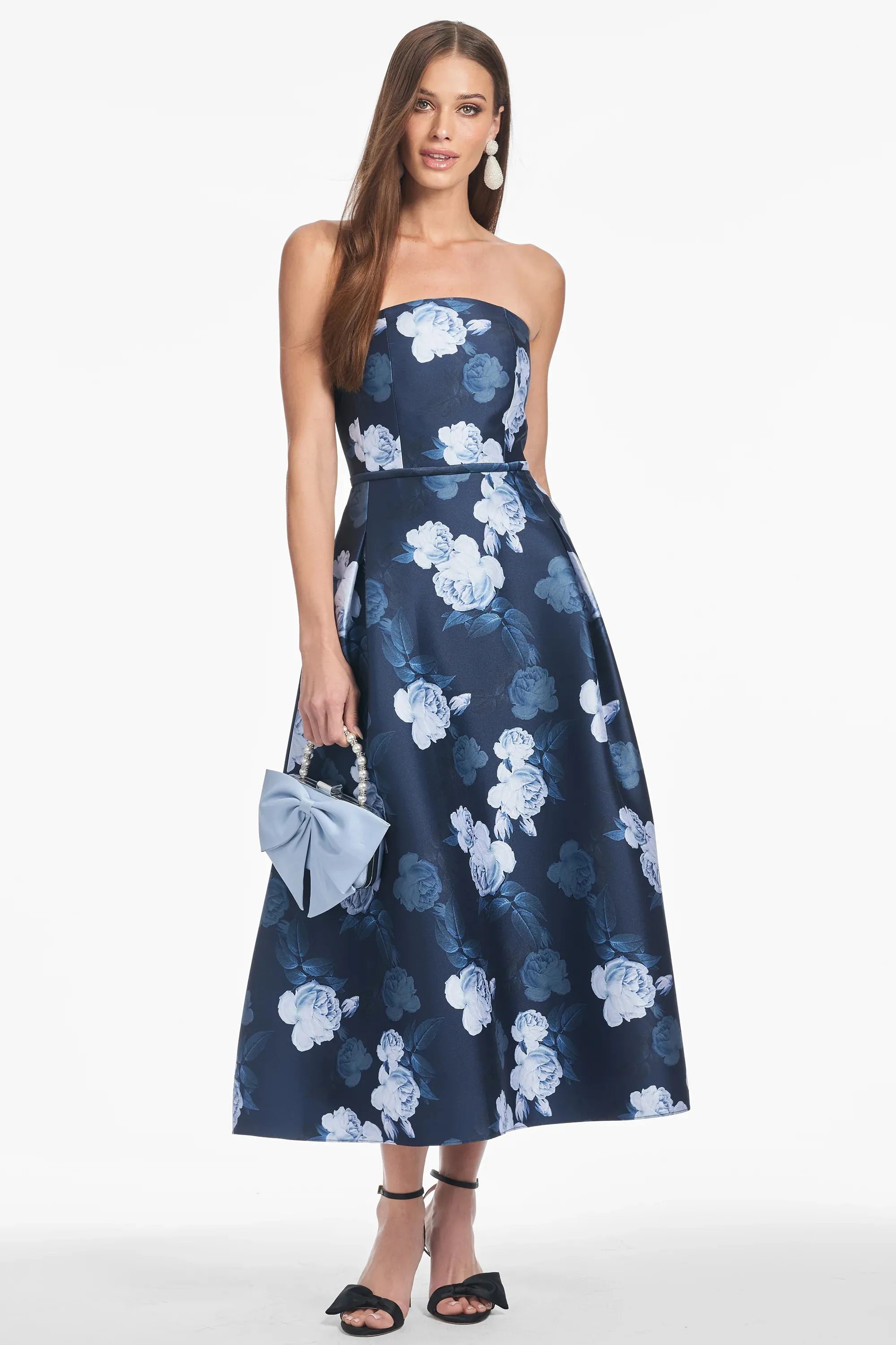 Sachin & Babi "Shay" Tea Length Floral Gown
