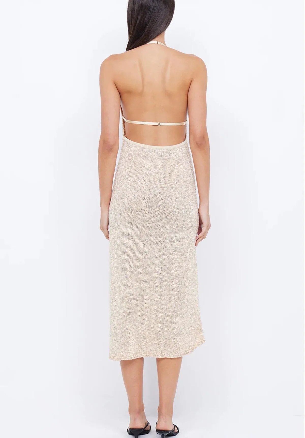 Sadie Split Knit Midi Dress Gold