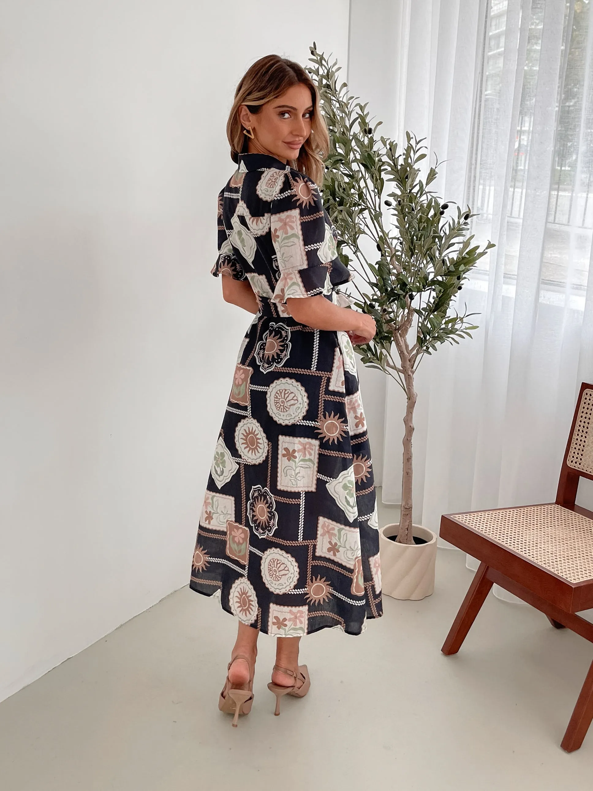 Saige Dress - Black Print